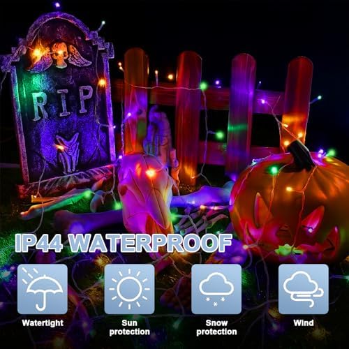 LAMPHOME Halloween String Lights, 66ft 200 LED Orange Purple Green LED Halloween Lights Plug in,Fairy Starry Mini Lights, 16 Modes Indoor Outdoor Halloween Party Garden Yard Home Holiday Decoration - Image 3