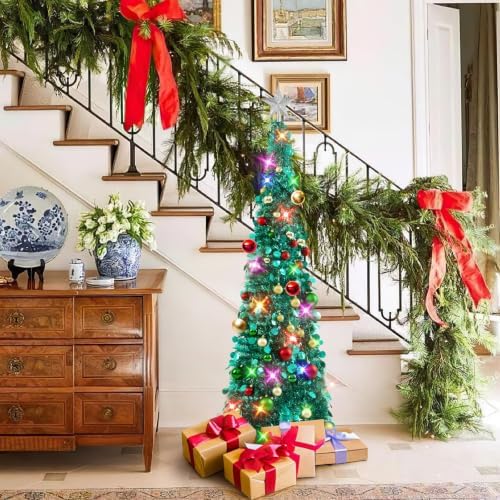 N&T NIETING Pop Up Christmas Tree with Lights & Ornaments, 5FT, Dark Green - Image 5