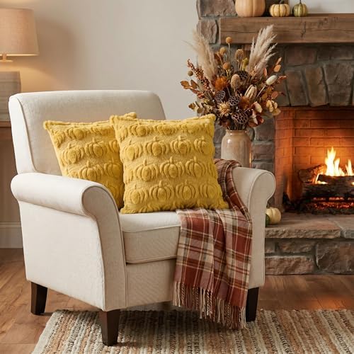 AVOIN colorlife Yellow Fall Pumpkin Throw Pillow Covers 20x20 Inch - Image 4