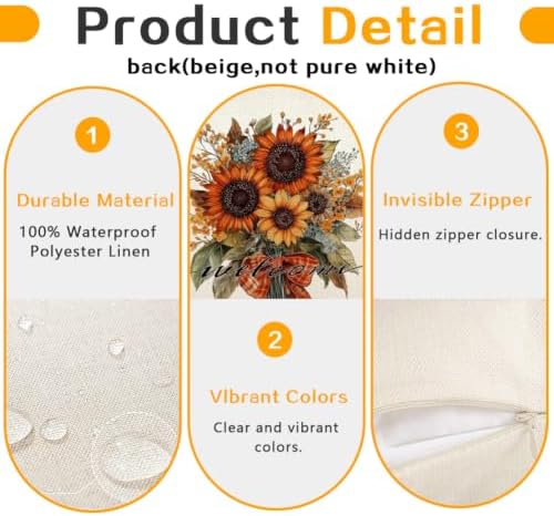 RABUSOFA Fall Pillow Covers 18x18 Inch Set of 4 Fall Decorations for Home - Image 6