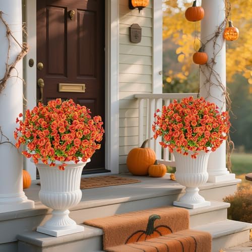 Ouddy Decor 24 Pcs Artificial Fall Flowers for Outdoors Decoration, Orange - Image 4