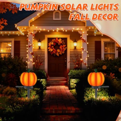 1 Pack Pumpkin Solar Lights Outdoor Halloween Decor Fall Solar Stake Light - Image 6