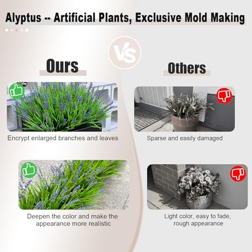 alyptus Artificial Flowers for Outdoors 24 Bundles Fake Monkey Grass Plants Outdoor Plastic Purple Flower Outside Green Leaf Decoration for Patio Pot Décor (24 Bundle Purple Flowers) - Image 2