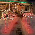 LAMPHOME 10 Pack 33" Christmas Candy Cane Pathway Markers, Xmas Pathway Lights Outdoor with 80 Warm White Lights for Walkway Garden Lawn Holiday Decorations by ULL
