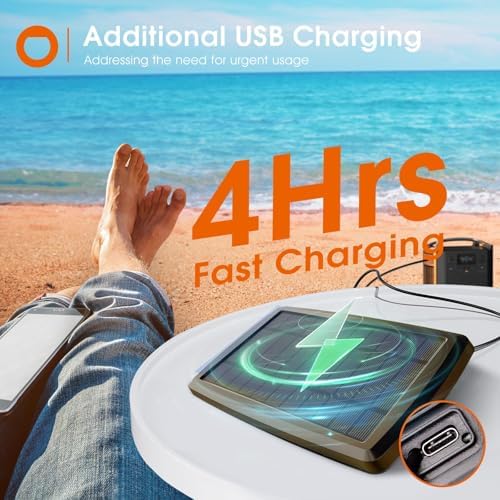addlon 102FT(96+6) Solar String Lights Outdoor, Last 20+ Hrs, USB Charging - Image 6