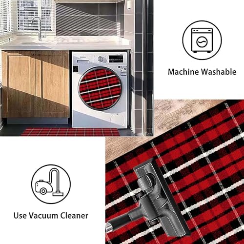 Christmas Outdoor Rugs 24 x 51''Black Red Buffalo Plaid Front Porch Rug Hand-Woven Machine Washable Indoor/Outdoor Layered Door Mats for Entryway/Bedroom/Outdoor - Image 4