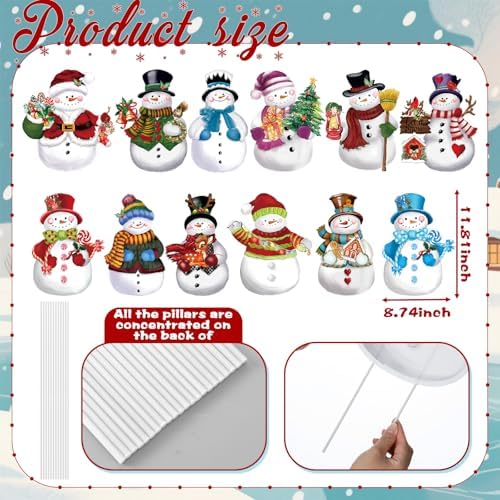 Bencailor 12 Pcs Snowman Yard Signs with Stakes Winter Outdoor decorations - Image 3