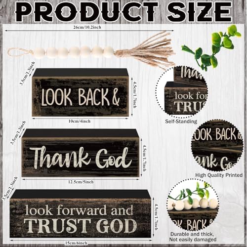 Moucuny 4 Pcs Farmhouse Table Decor Inspirational Wooden Block Signs - Image 4