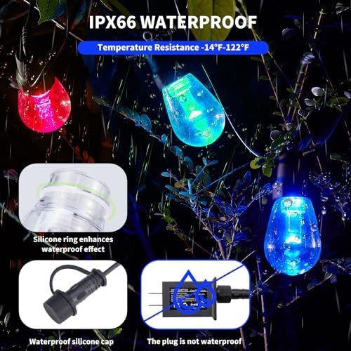 CAWWS Outdoor String Lights 100FT, Color Changing Patio Lights, Waterproof - Image 2