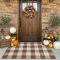SEEKSEE Fall Decor Buffalo Plaid Outdoor Rug 27.5x43 Coffee and White Front Door Mat, Layering Rug for Porch, Fall Doormat, Front Porch Rug for Outdoor Entrance Entryway Patio Porch Decor by SEEKSEE