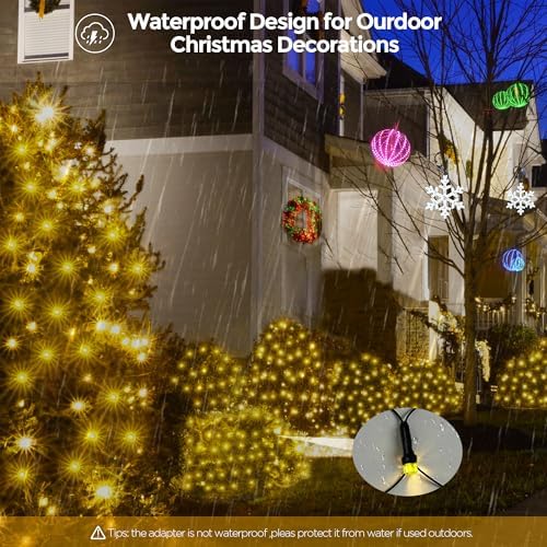 WBao Outdoor Christmas Lights 200LED F8 Big Bulbs, 8.4ft x 5.2ft Christmas Net Lights with 8 Modes, Timer, End to End Connectable, Waterproof for Lawn, Bushes Outdoor Xmas Decorations, Warm White - Image 7