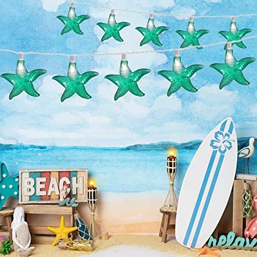 Ocean Themed Starfish String Lights 8.3Ft Marine Fairy String Lights 10 LED Green Starfish Lights, Waterproof Connectable Hanging Tropical Lights for Ocean Room Patio Garden Decor, Warm White - Image 4