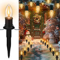 TIORIY Christmas Pathway LED Lights Outdoor, 20 Lights C9 Walkway Lights with Stakes, 24.2ft Clear Driveway Christmas Lights for Pathway, Warm White, Extendable for Outdoor Decorations by TIORIY