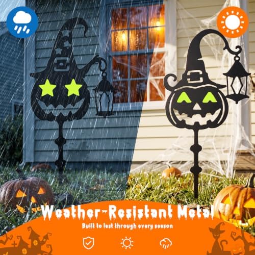 KODIBO Halloween Docorations Outdoor 4-Pack Metal Pumpkin Yard Stakes - Image 5