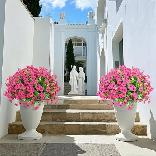 Ouddy Decor 24 Pcs Artificial Flowers for Outdoors Decorations, Rose Red - Image 4