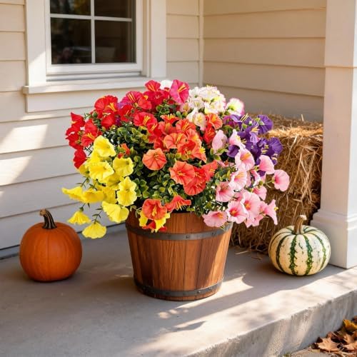 FR 10 Bundles Artificial Flowers for Outdoors/Indoors, UV Resistant Faux Plastic Plants for Home Decor, Faux Plants for Spring Summer Porch, Window Box & Vase Decoration(10 Types of Eucalyptus) by FR