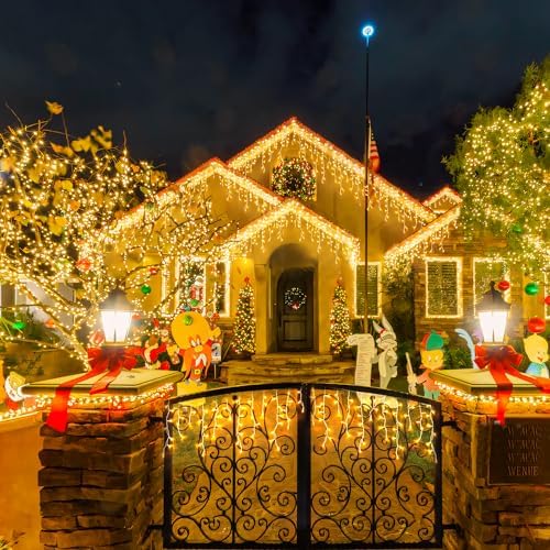 JMEXSUSS Christmas Icicle Lights for Outside,800 LED Warm White - Image 3