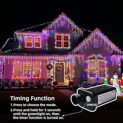 Christmas Outdoor Icicle Lights - 480 LED 66+33 FT 8 Modes Curtain Fairy String Light Plug in, Waterproof for Eaves Yard Holiday Xmas Holiday Indoor Outdoor Decoration - Multicolor - Image 2