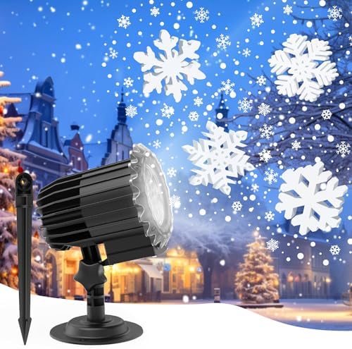 Snowflake Christmas Projector Lights Outdoor, Dynamic 3D Snowflake Projection Light for Indoor Outdoor Christmas Decoration, Waterproof Led 2025 Upgraded by Bairnqner
