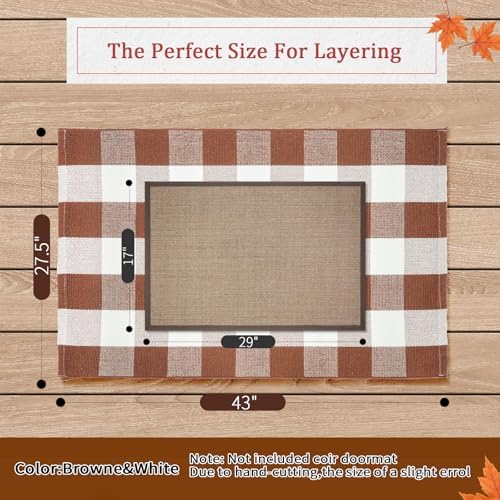 Buffalo Plaid Area Rug 27.5x43 in, Brown White Indoor Outdoor Rug - Image 2