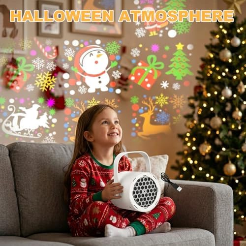 LED Christmas Projector Lamp, 16-Pattern HD Projector Light, USB-Powered mini ABS Projector, Indoor Outdoor Home Decor for Living Room Bedroom Party - Image 2