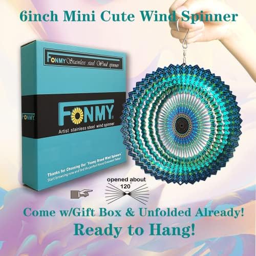 FONMY Stainless Steel Wind Spinner Mandala Starry Sky 6 inch 3D Stainless Steel Laser Cut Metal Art Geometric Pattern - Hanging Wind Spinner Kinetic Yard Art Decorations - Indoor/Outdoor Décor - Image 2