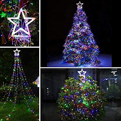Outdoor Christmas Decorations Star String Lights, 317 LED 11.5 ft Waterfall Tree Lights with 8 Memory Lighting Modes&Timer Christmas Star Lights for Yard Indoor, Festival, Party, Decorations - Image 6