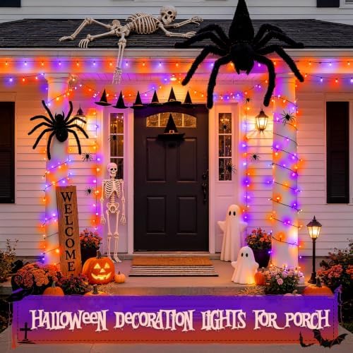JMEXSUSS 250LED Orange and Purple Halloween String Lights Plug in - Image 6