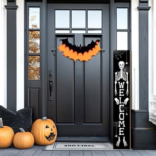 Halloween Porch Sign welcome Sign For Front Porch Skull Wooden Hanging or Standing Welcome Sign Yard Standing Decorative Signs Plaques for Front Door Farmhouse, Indoor/Outdoor Wall Décor47.2" - Image 5