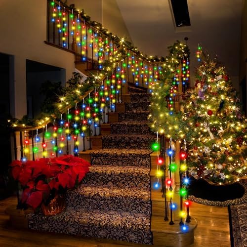 33FT 450LED Christmas Lights Outdoor Waterproof Curtain Lights with 8 Modes Timer Hanging Fairy Lights Plug in String Lights for Holiday Wedding Party Decoration(Multicolor) - Image 6