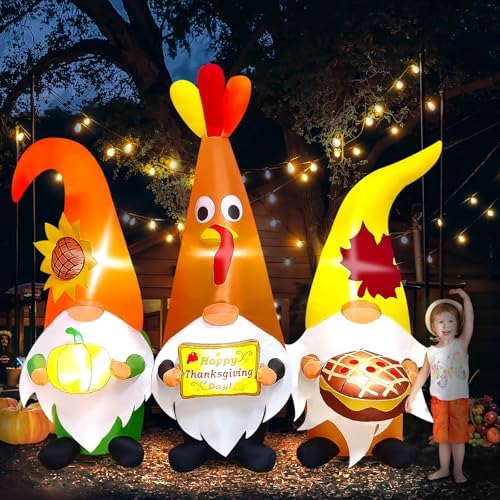 7FT Thanksgiving Day Inflatable with LED Light, Kalolary Thanksgiving Three Gnome Inflatable Fall Harvest Outdoor Decoration Thanksgiving Yard Blow up Inflatable for Lawn Home Holiday Autumn Party - Image 7