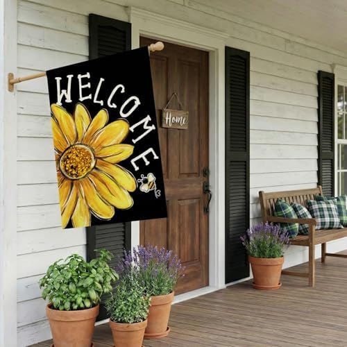 CROWNED BEAUTY Spring Summer Daisy Bee House Flag for Outside 28x40 Inch - Image 4
