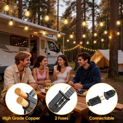 Mlambert 2 Pack 25FT G40 LED Outdoor String Lights with 10+1 Bulbs, Black - Image 5