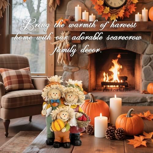 Hodao Fall Scarecrow Family Figurine, Autumn Harvest Thanksgiving Decor - Image 5