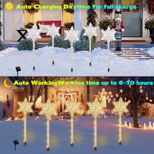 5 Pack Snowflake Solar Christmas Pathway Lights - Image 3