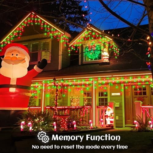 33ft Icicle Lights for Outside, Red and Green Christmas Lights Outdoor Indoor, 400 LED Twinkle String Lights with 75 Drops, Clear Wire Short Curtain Lights for Thanksgiving Room Home Wall Bedroom - Image 5