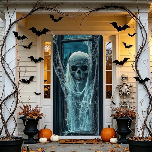 35.4" x 70.8" Halloween Door Cover, Haunted House Front Door Decor - Image 7