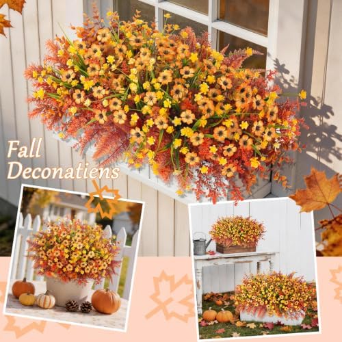 Fall Artificial Mums Flowers for Outdoors Planter Fake Plants 12 Bundles - Image 5