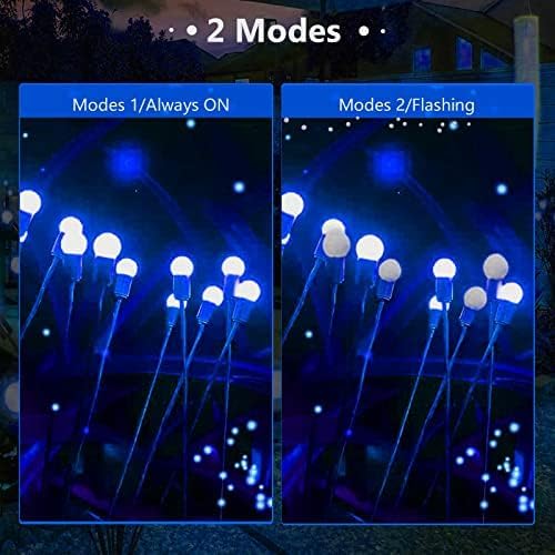 6 Pack Solar Firefly Lights Outdoor Swaying Garden Decorations 48 LED Blue - Image 6