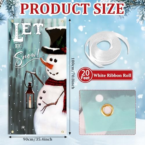 Christmas Door Cover Snowman Decoration Xmas Large Photography Background Banner Porch Sign for Winter Indoor Outside Front Door Banner Farmhouse Party Supplies 6 x 3 Feet - Image 7