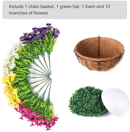 Ivydale Artificial Faux Hanging Plants Flowers Basket for Fall Outdoors Decoration, Fake Silk Colorful Morning Glory with Eucalyptus Look Real UV Resistant for Outside Porch Patio Balcony Garden Home - Image 4