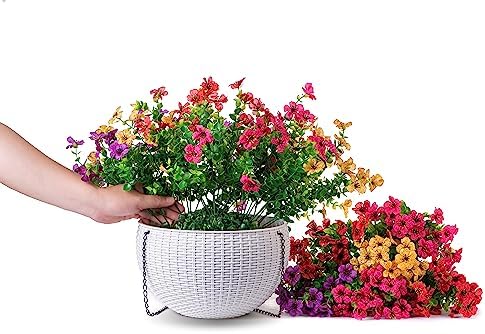 HyeFlora Artificial Faux Hanging Plants Flowers Basket for Outdoor Outside Spring Summer Decoration, Fake Silk UV Sun Resistant Realistic Colorful Daisy for Porch Patio Balcony Home - Image 5