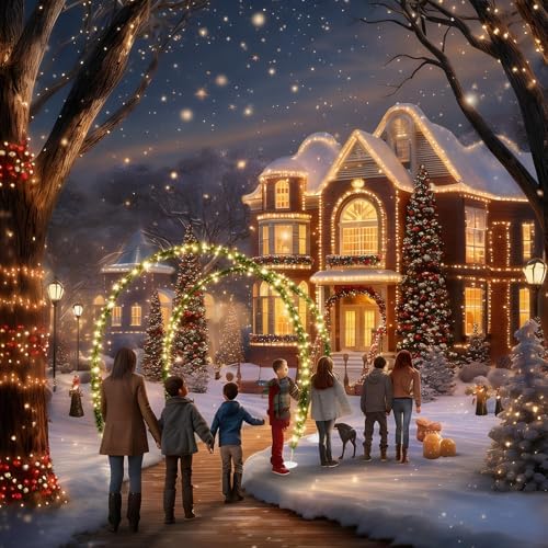 Janinka 3 Sets 10 FT Christmas Archway Outdoor LED String Lights Xmas Outdoor Arches Decor Xmas Arch Pathway Markers for Holiday Wedding Lawn Garden Yard Reusable Doorway - Image 4