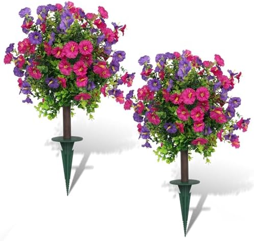 Artificial Shrubs for Outdoors 2‑Pack Blue Purple Garden Yard by Unknown