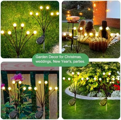 Solar Lights Outdoor, 6 Pack Solar Garden Lights, Firefly Lights, Garden Decorations for Yard Patio Pathway Lawn, Gifts for Mom Women - Image 6