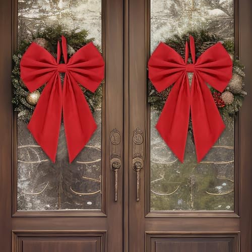 Suncalla 2 Pcs Red Christmas Wreath Bows 18'' x 12'' - Image 4