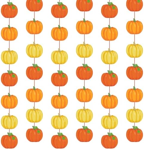 Ceenna 8 Pcs Fall Pumpkin Hanging Decorations Pumpkin Garland Banner Paper Autumn Streamers Backdrop Thanksgiving Ceiling Cutouts Decorations for Fall Harvest Classroom Home Wall Party Supplies by Ceenna