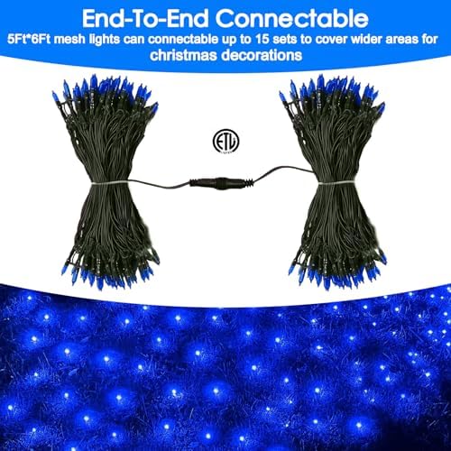 Christmas Net Lights Outdoor for Bushes, 6x5ft 120LED Net Light Outdoor Mesh Lights, Connectable Waterproof Net Light for Bushes,Garden,Yard,Trunk,Xmas Tree,Christmas Décor (Blue) - Image 6