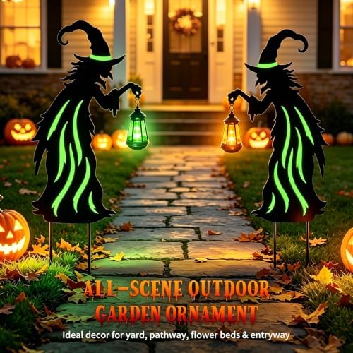 Halloween Decorations Outdoor Witch Decor with Color Changing Solar Lantern - Image 5