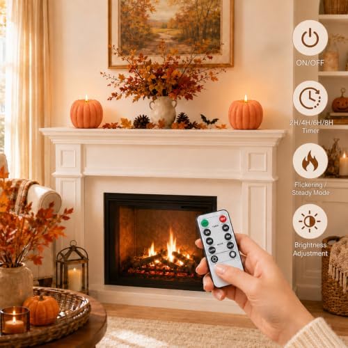 Fall Decorations for Home, Fall Decor, Orange Flameless Pumpkin Candles - Image 5